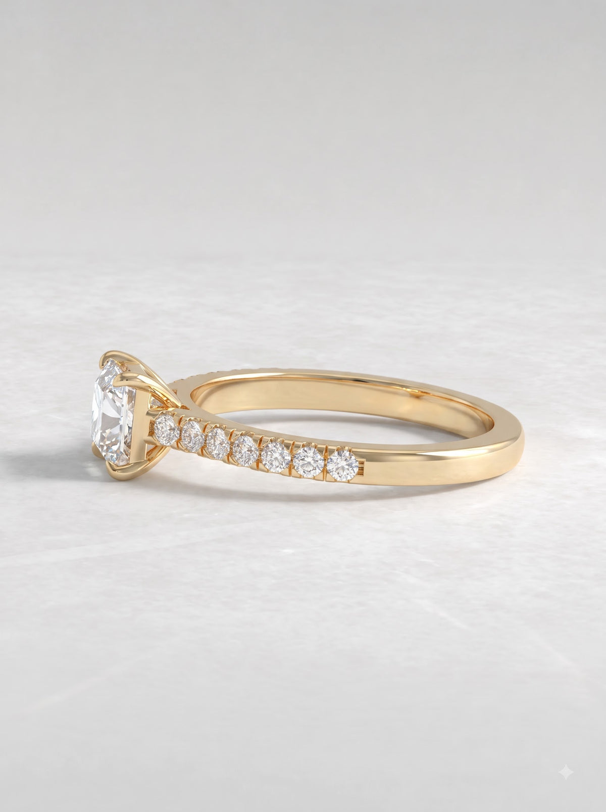 1 CT Princess Cut Lab Grown Diamond Accent Engagement Ring - View 3
