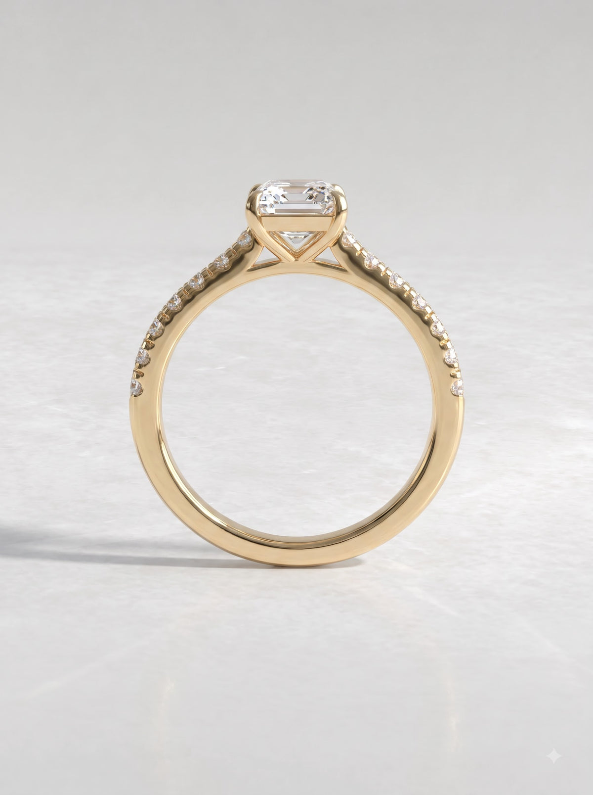 1 CT Radiant Cut Lab Grown Diamond Accent Engagement Ring - View 5