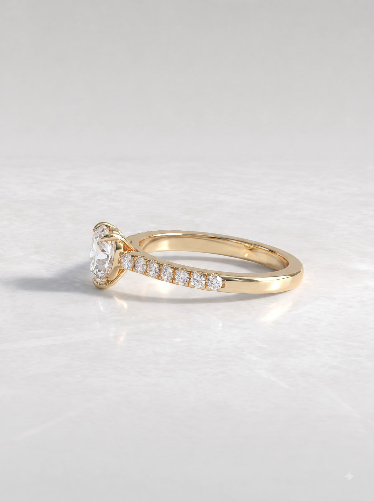 1 CT Heart Cut Lab Grown Diamond Accent Engagement Ring - View 3