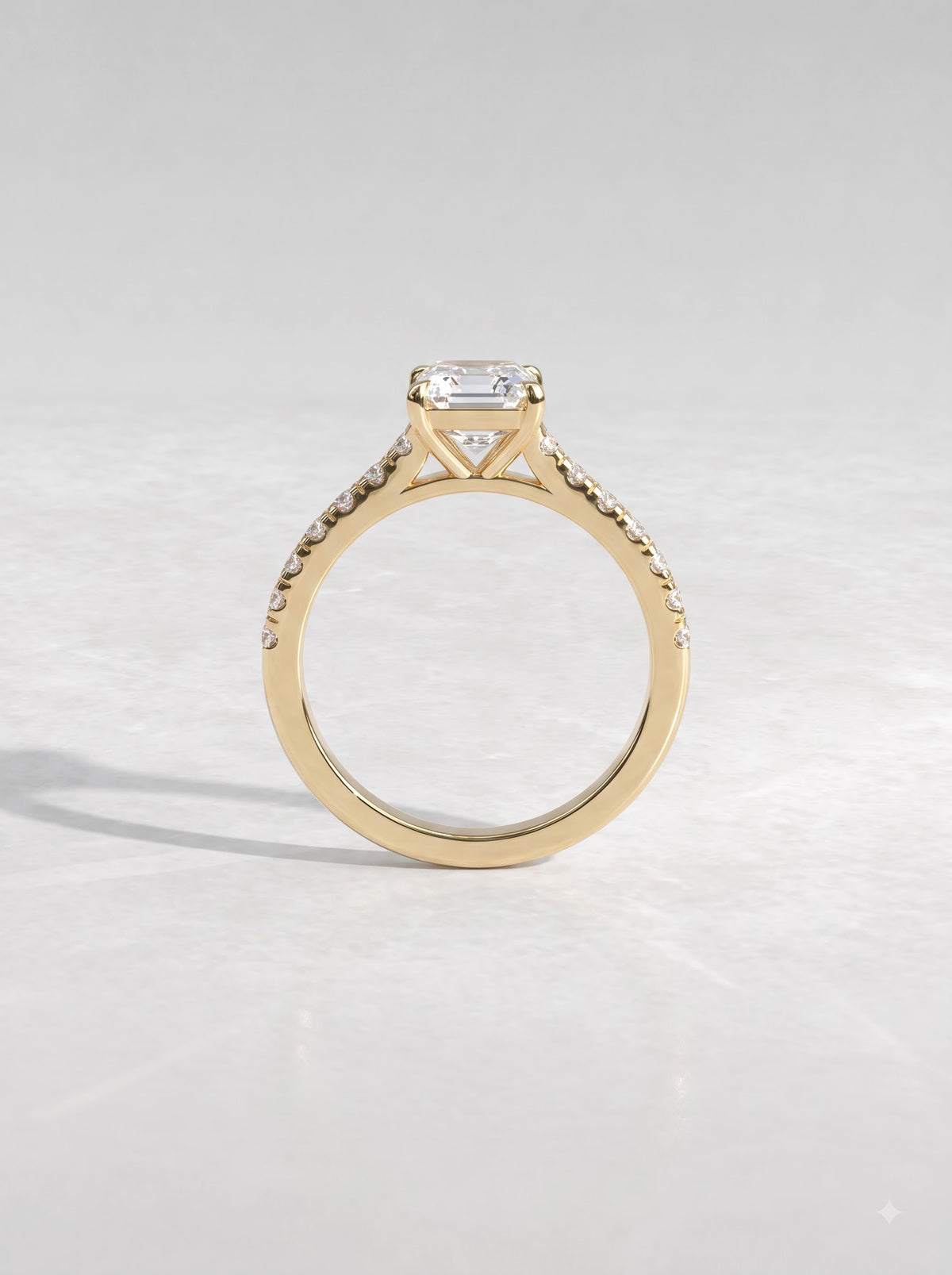 1 CT Asscher Cut Lab Grown Diamond Accent Engagement Ring - View 4
