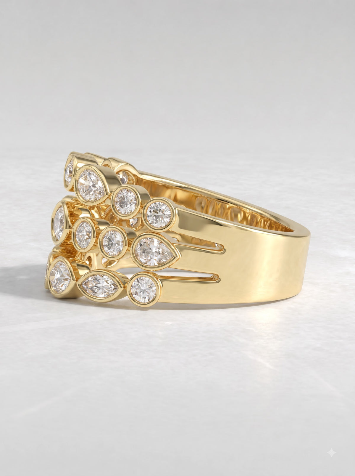 Bezel-Set Multi-Shape Lab Grown Diamond Band Ring - View 3
