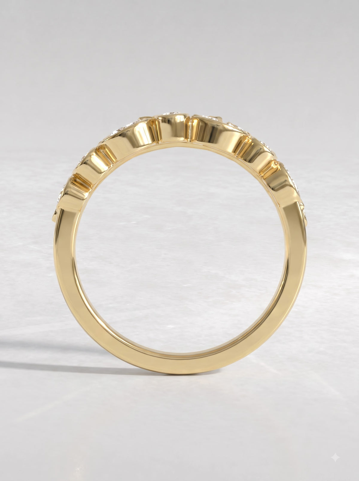 Bezel-Set Multi-Shape Lab Grown Diamond Band Ring - View 5