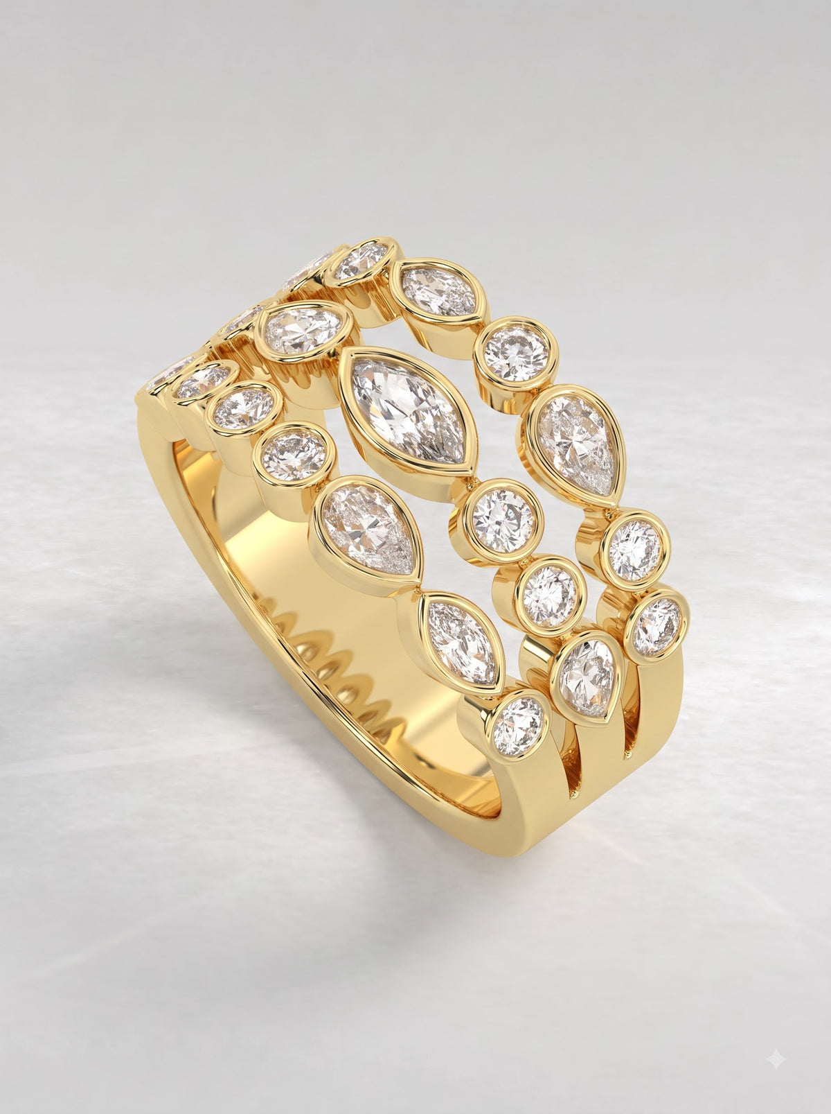 Bezel-Set Multi-Shape Lab Grown Diamond Band Ring - View 6