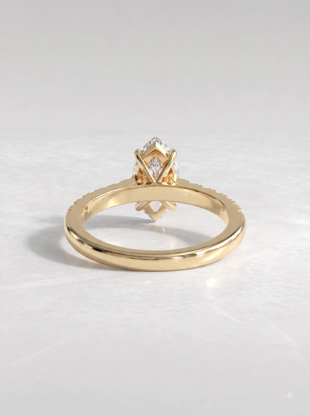 1 CT Marquise Cut Lab Grown Diamond Accent Engagement Ring - View 4