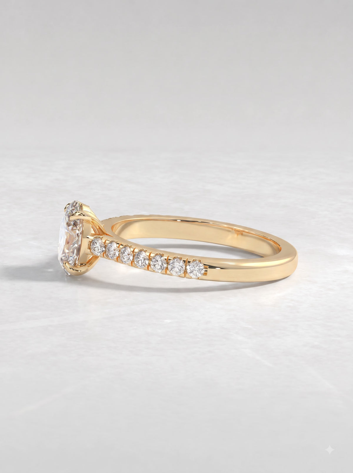 1 CT Oval Cut Lab Grown Diamond Accent Engagement Ring - View 3