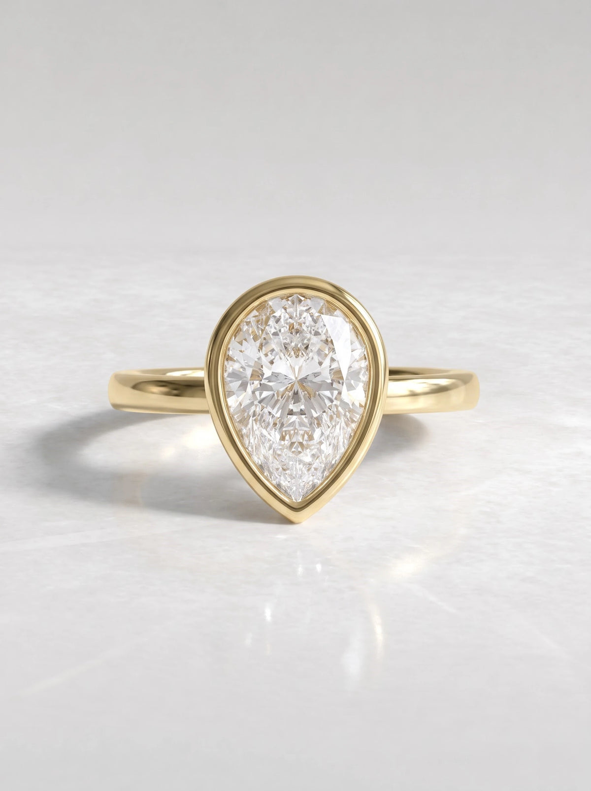 Classic Solitaire, Hidden Halo Pear Cut Lab-Grown Diamond Engagement Ring - View 2