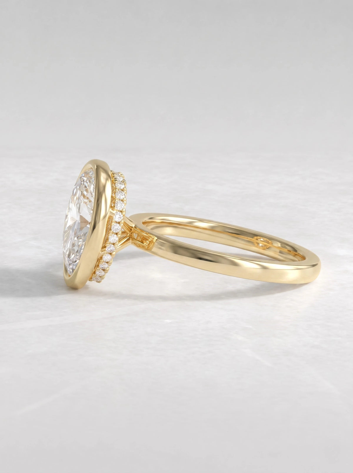 Classic Solitaire, Hidden Halo Pear Cut Lab-Grown Diamond Engagement Ring - View 4