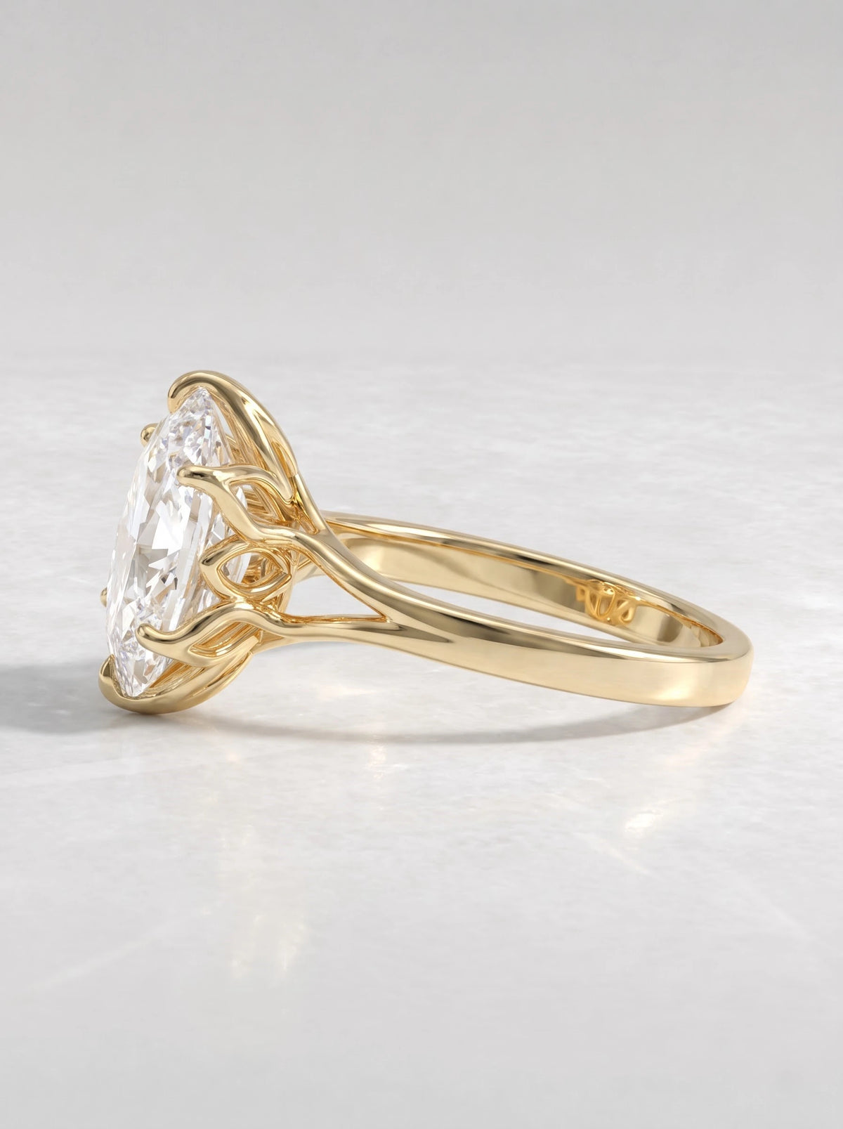 Cushion Cut Lab-Grown Diamond Romantic Solitaire Engagement Ring - View 3
