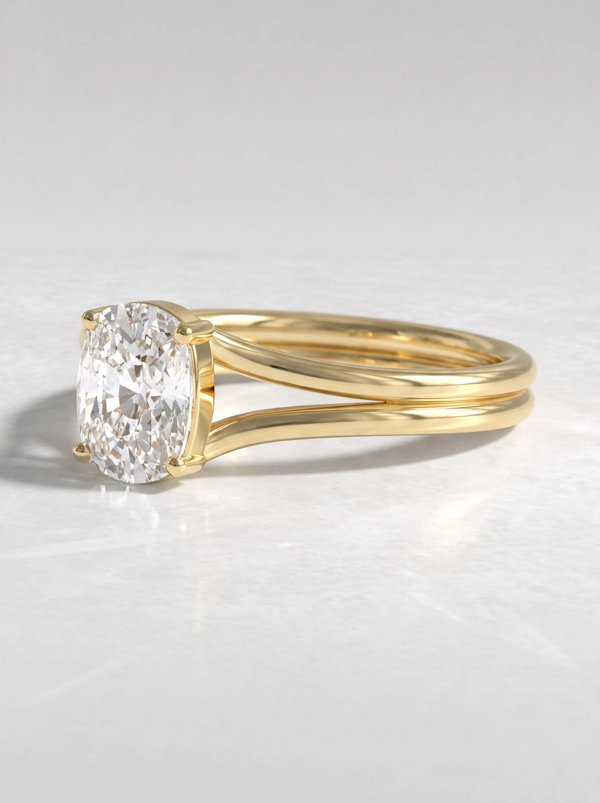 Cushion Cut Lab Grown Diamond Solitaire Engagement Ring - View 3