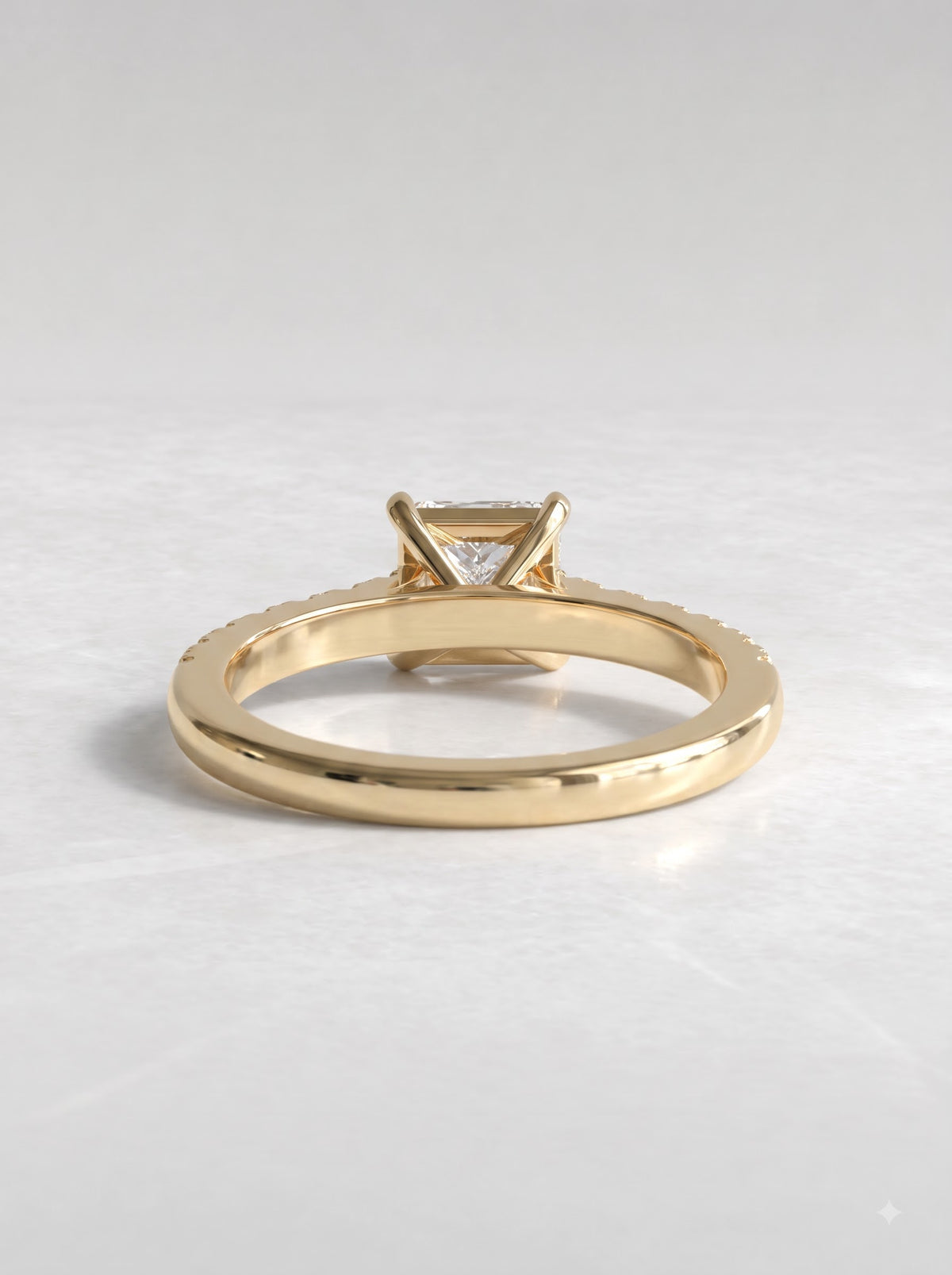 1 CT Princess Cut Lab Grown Diamond Accent Engagement Ring - View 4