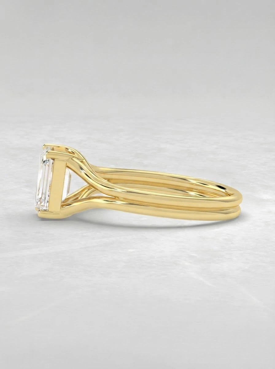 Emerald Cut Lab Grown Diamond Solitaire Engagement Ring - View 3