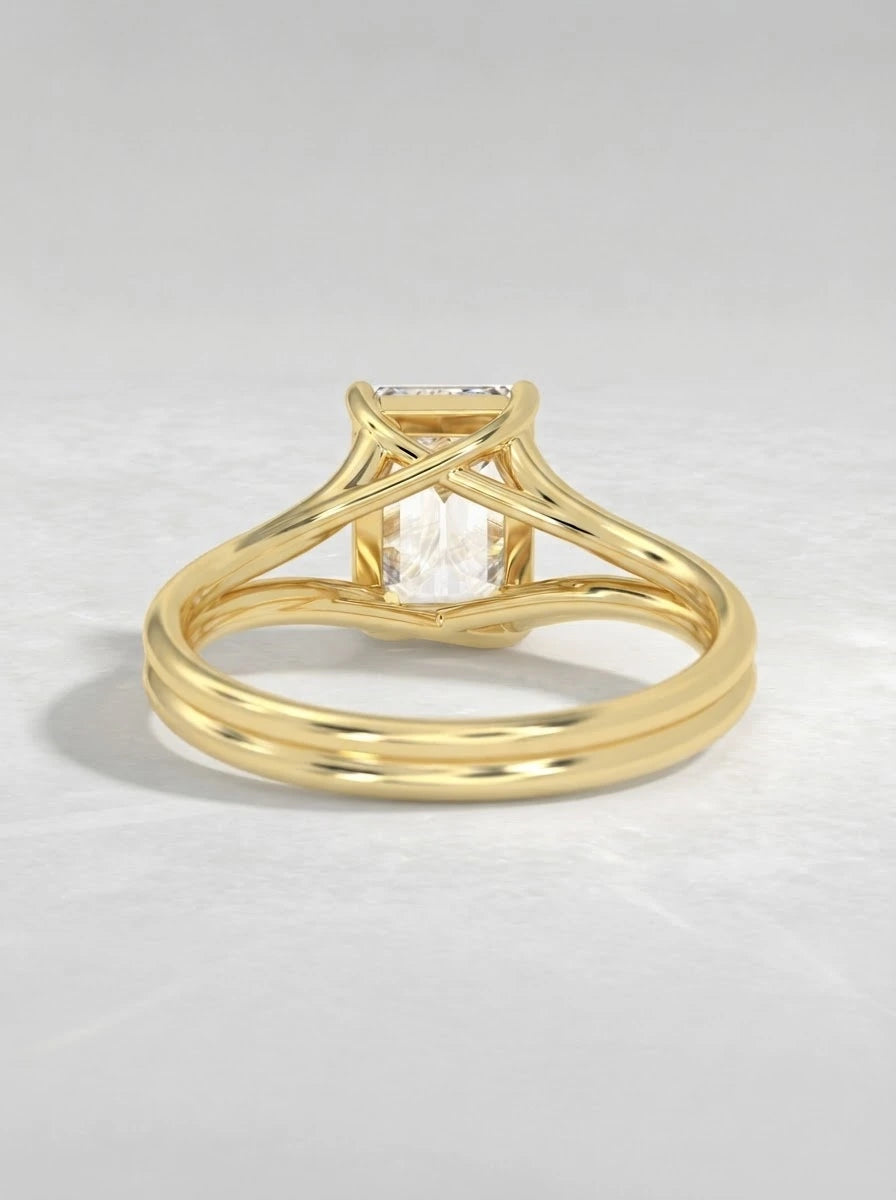 Emerald Cut Lab Grown Diamond Solitaire Engagement Ring - View 4