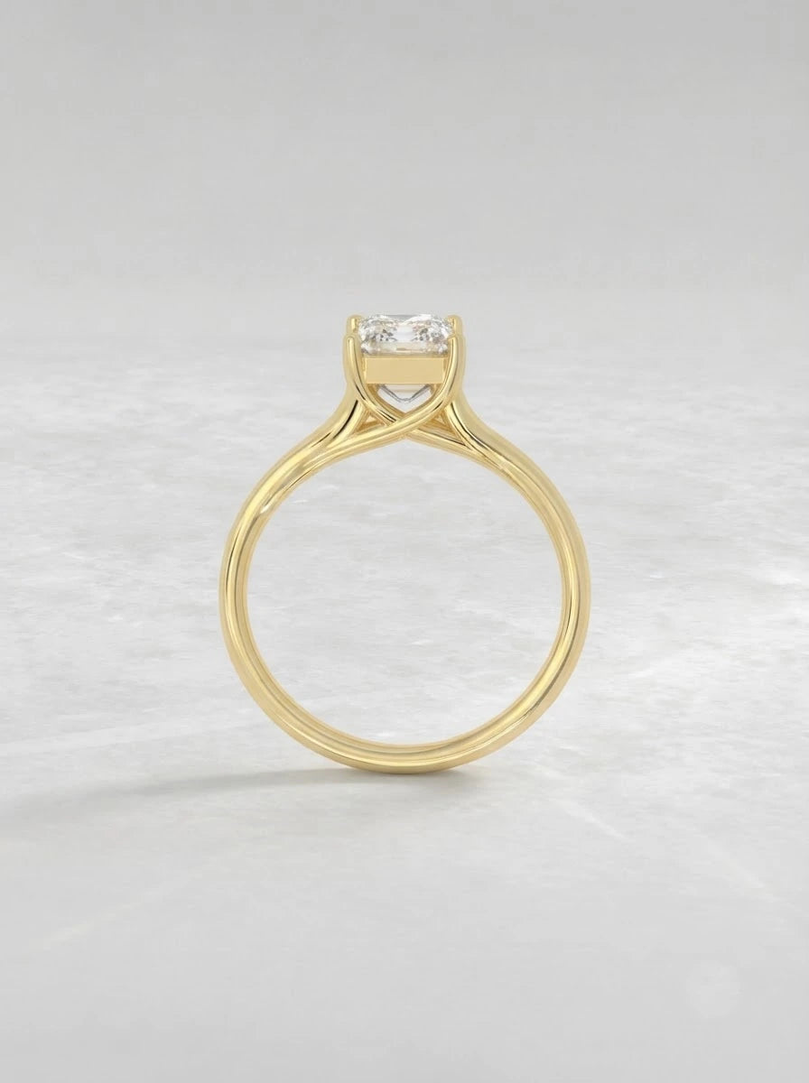 Emerald Cut Lab Grown Diamond Solitaire Engagement Ring - View 5