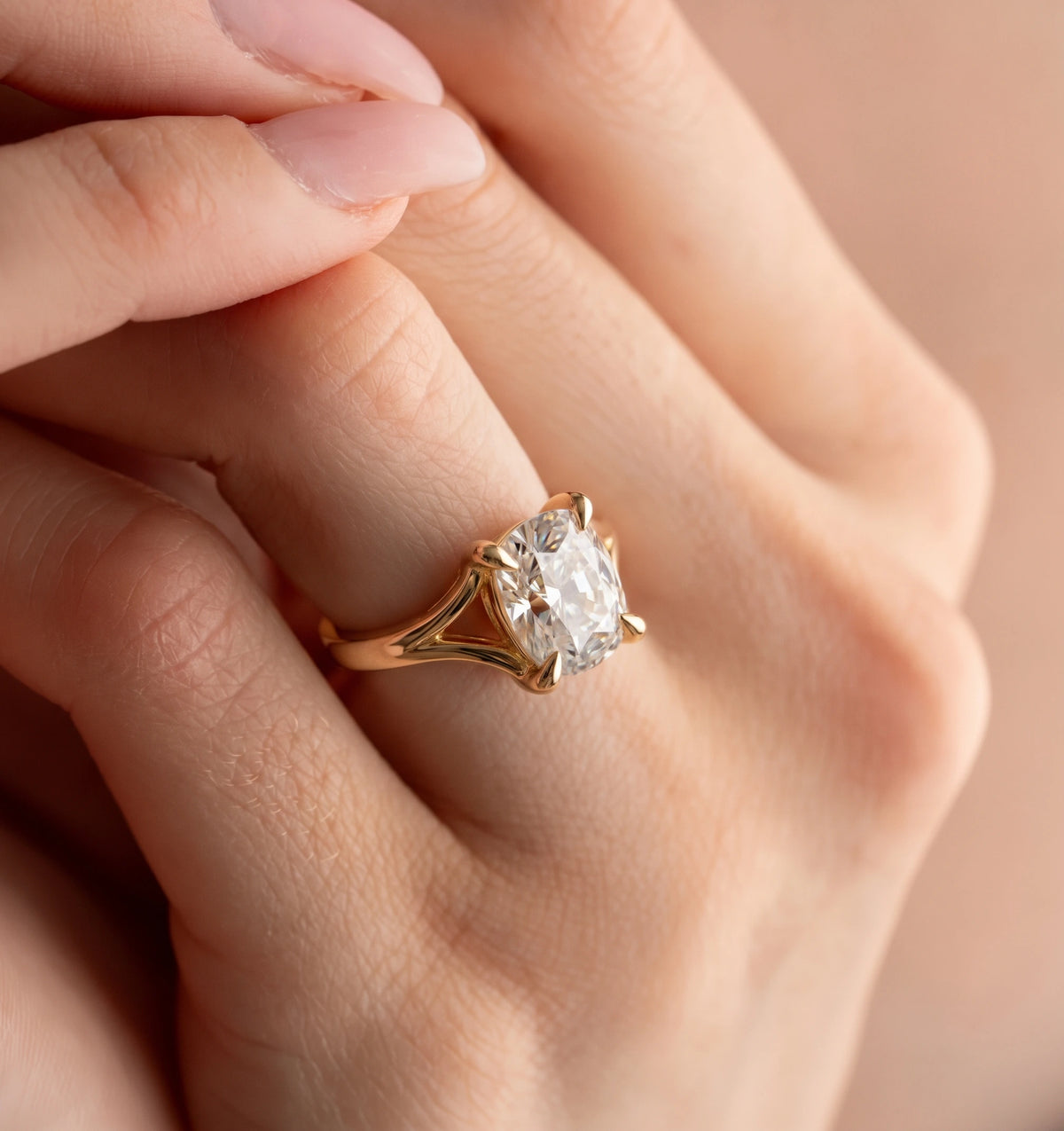 Enduring Solitaire Cushion Cut Lab-Grown Diamond Bridal Ring - View 7