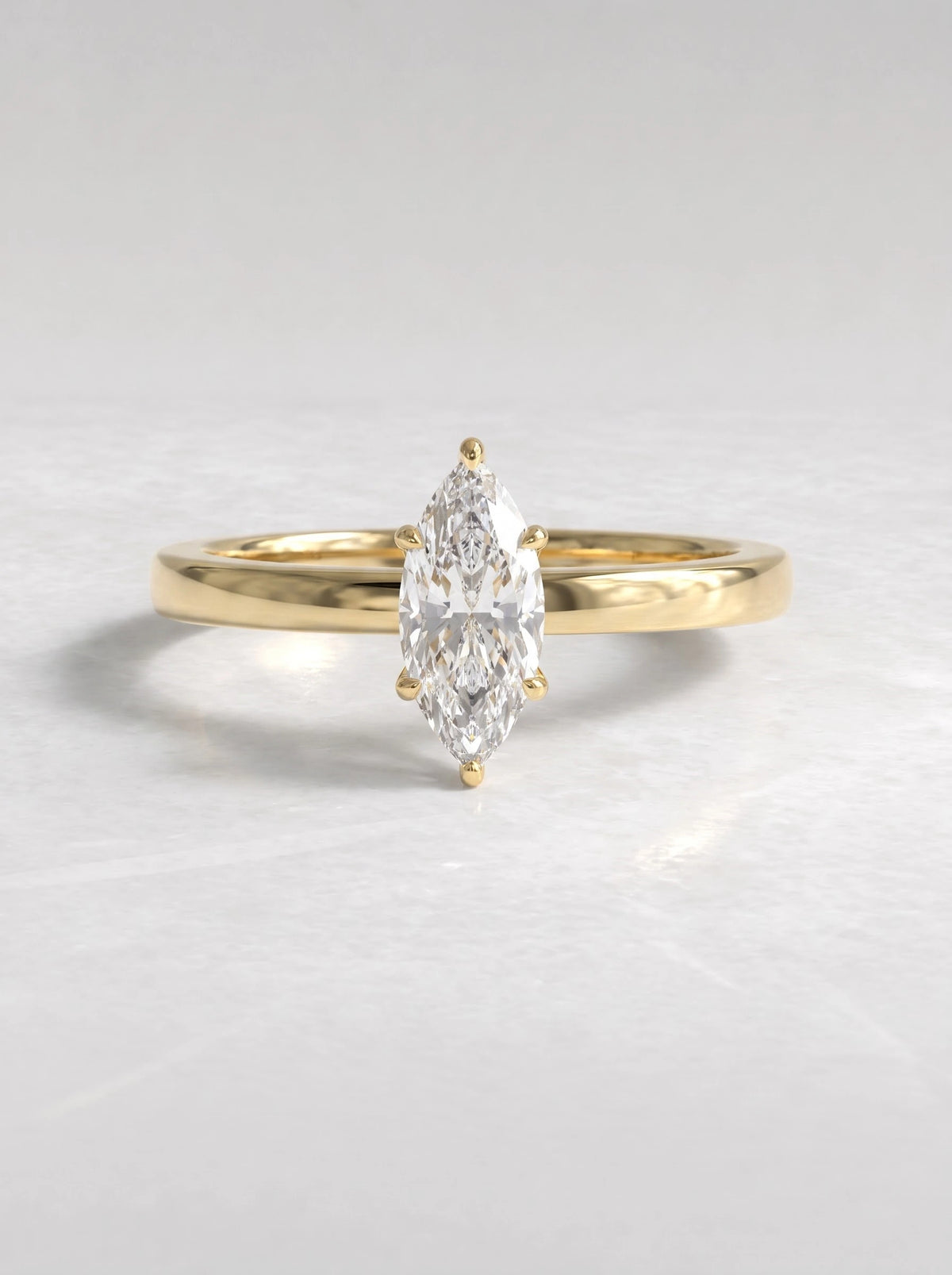 Ethereal Solitaire Pavé Accent Marquise Cut Lab-Grown Diamond Bridal Ring