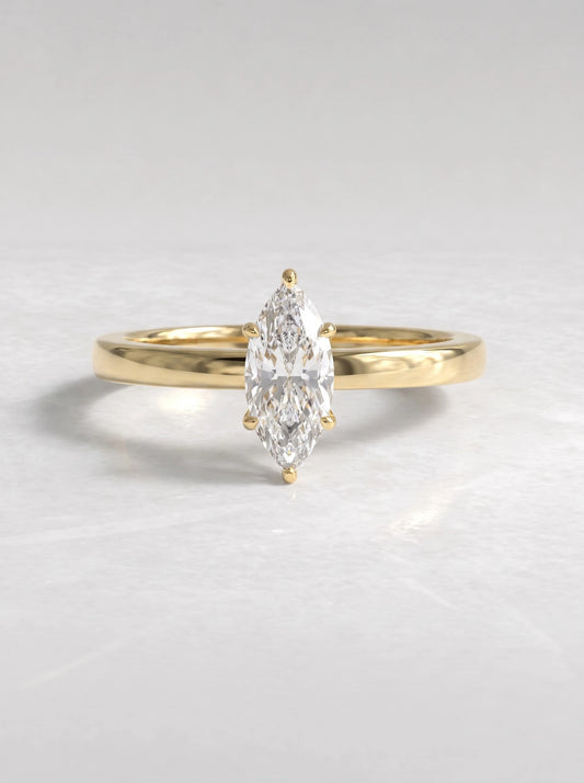 Ethereal Solitaire Pavé Accent Marquise Cut Lab-Grown Diamond Bridal Ring