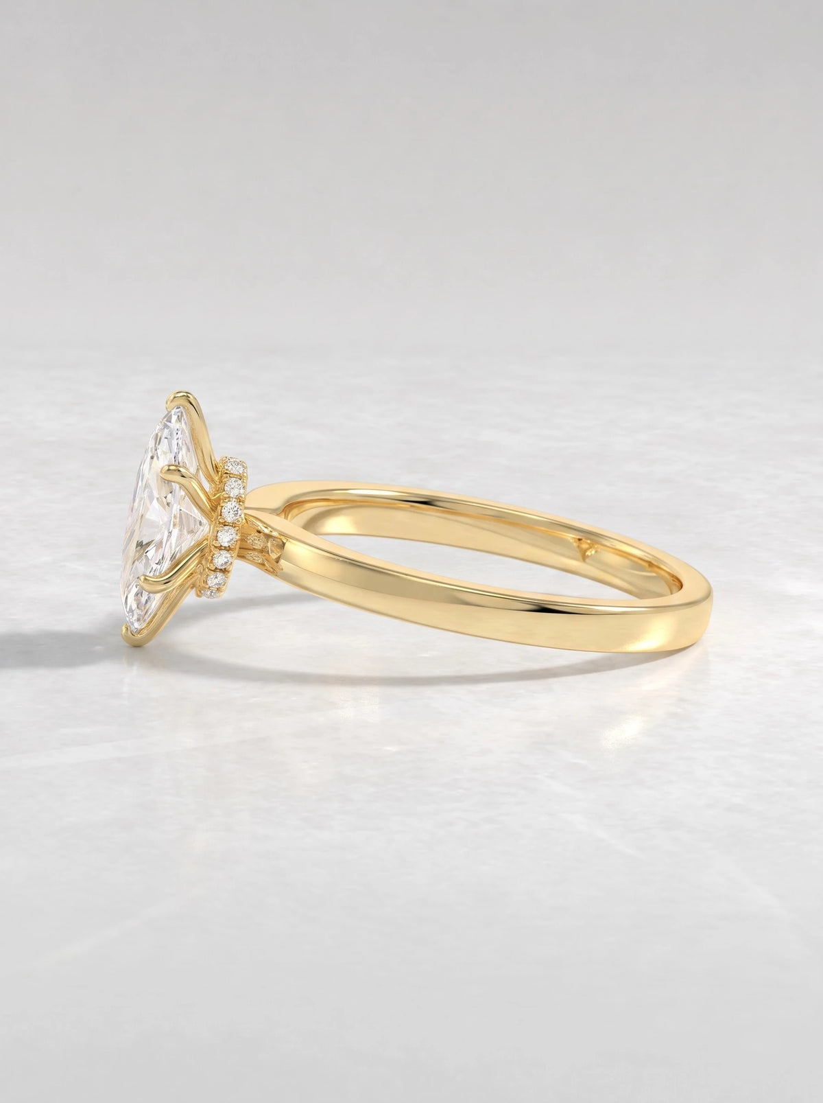 Ethereal Solitaire Pavé Accent Marquise Cut Lab-Grown Diamond Bridal Ring - View 4