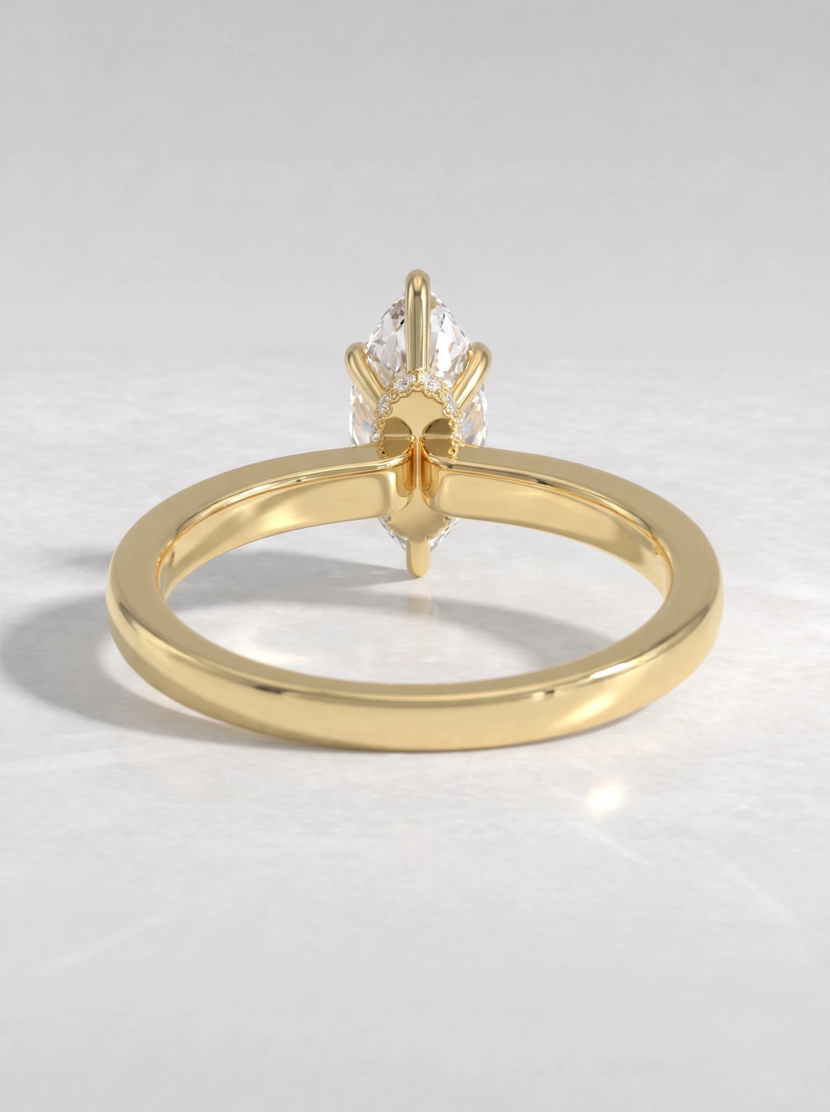 Ethereal Solitaire Pavé Accent Marquise Cut Lab-Grown Diamond Bridal Ring - View 5