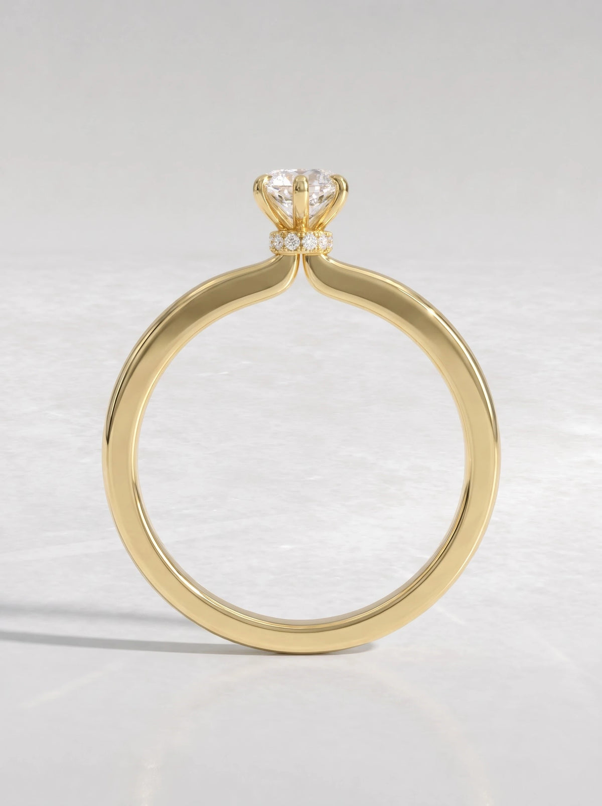 Ethereal Solitaire Pavé Accent Marquise Cut Lab-Grown Diamond Bridal Ring - View 6
