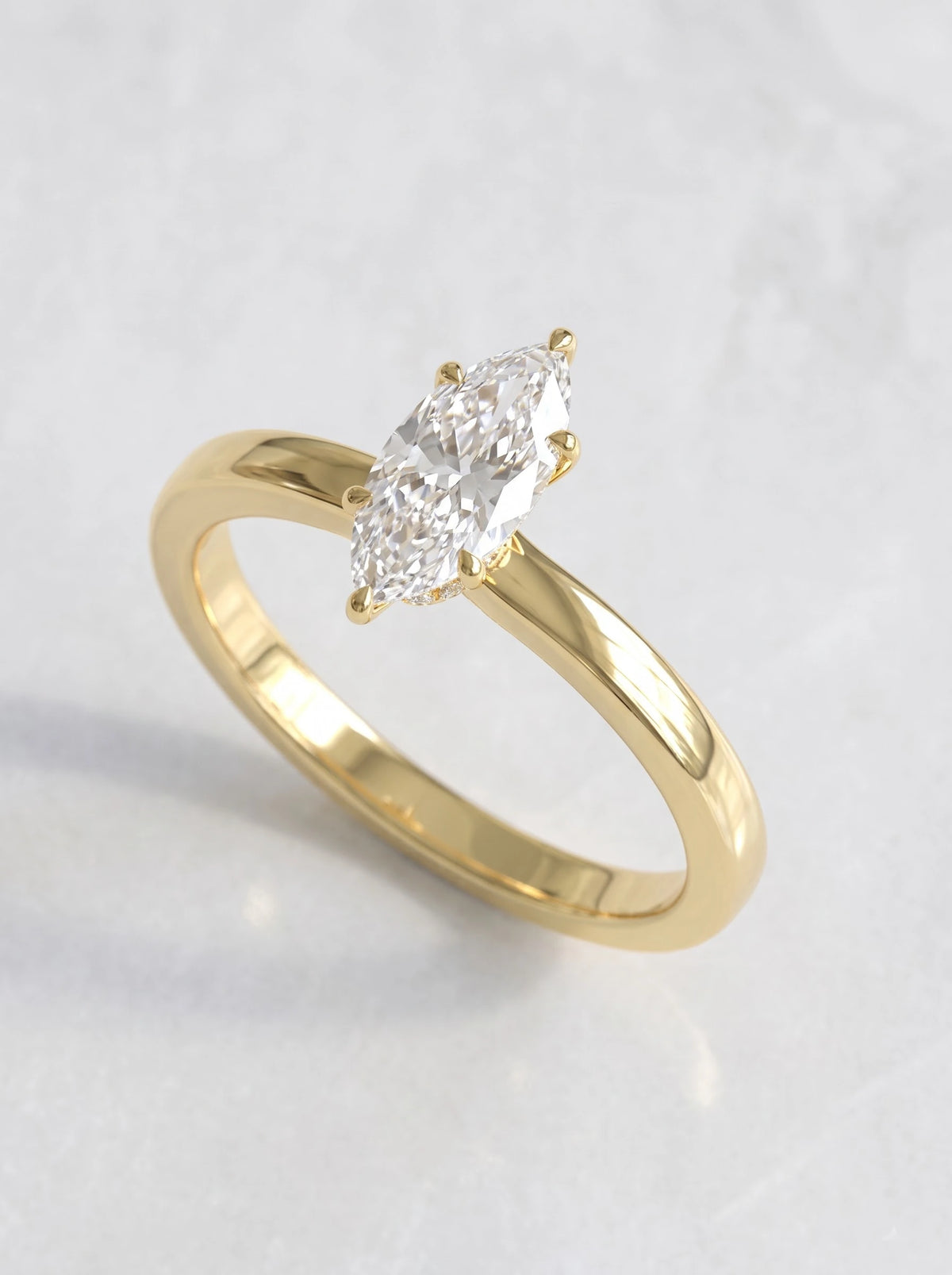 Ethereal Solitaire Pavé Accent Marquise Cut Lab-Grown Diamond Bridal Ring - View 7