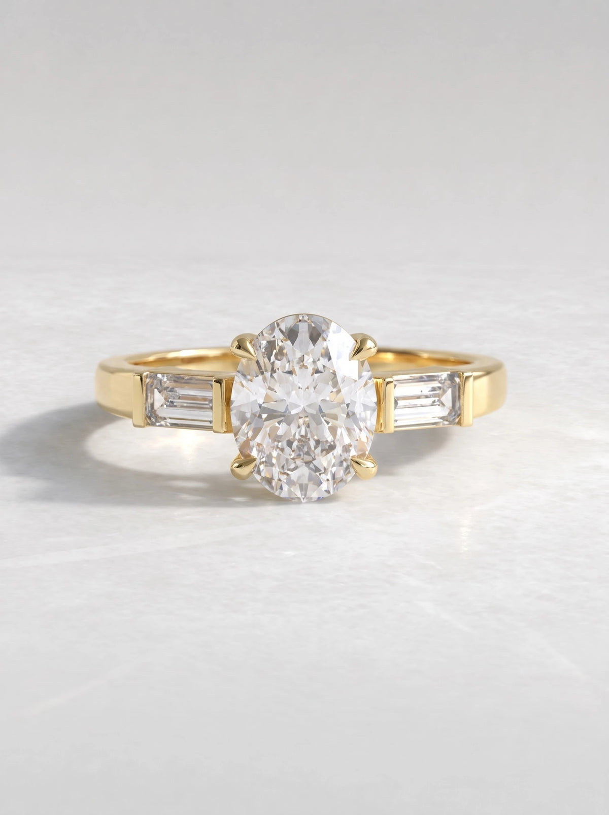 Ethereal Three Stone Pavé Accent Oval Cut Lab-Grown Diamond Bridal Ring