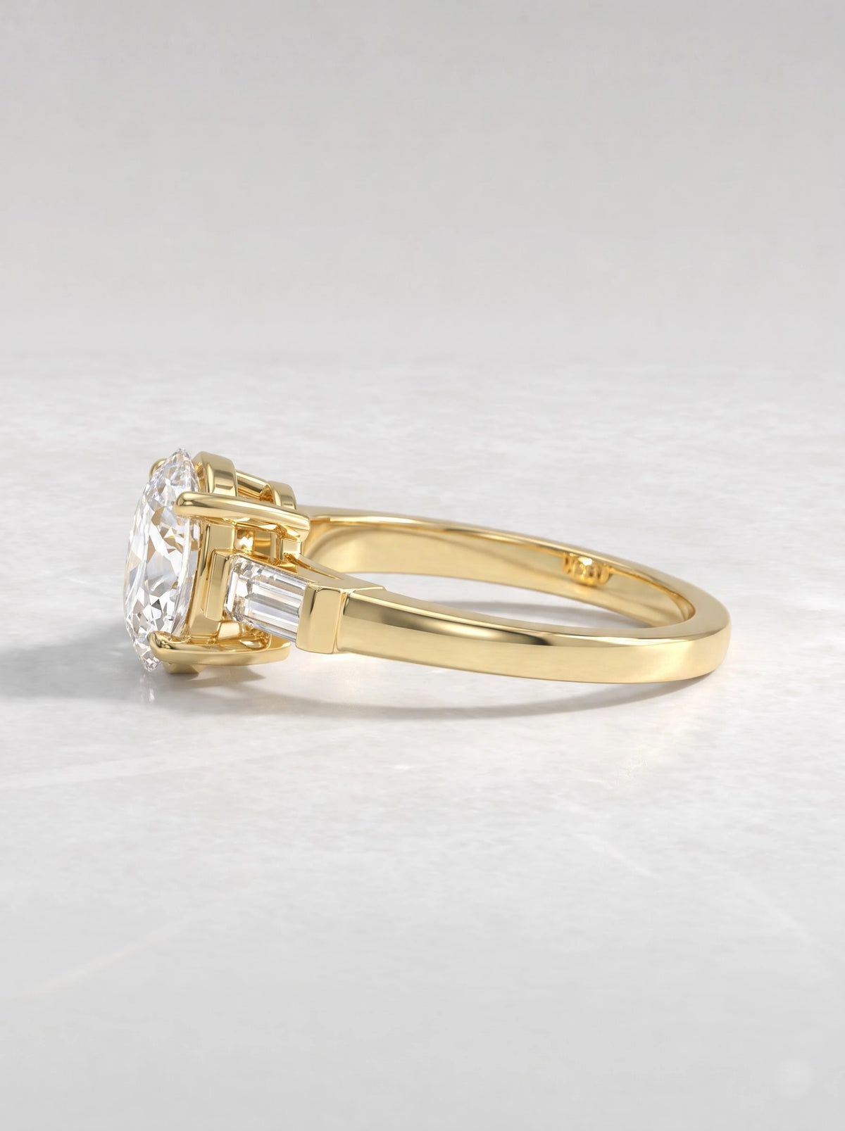 Ethereal Three Stone Pavé Accent Oval Cut Lab-Grown Diamond Bridal Ring - View 4
