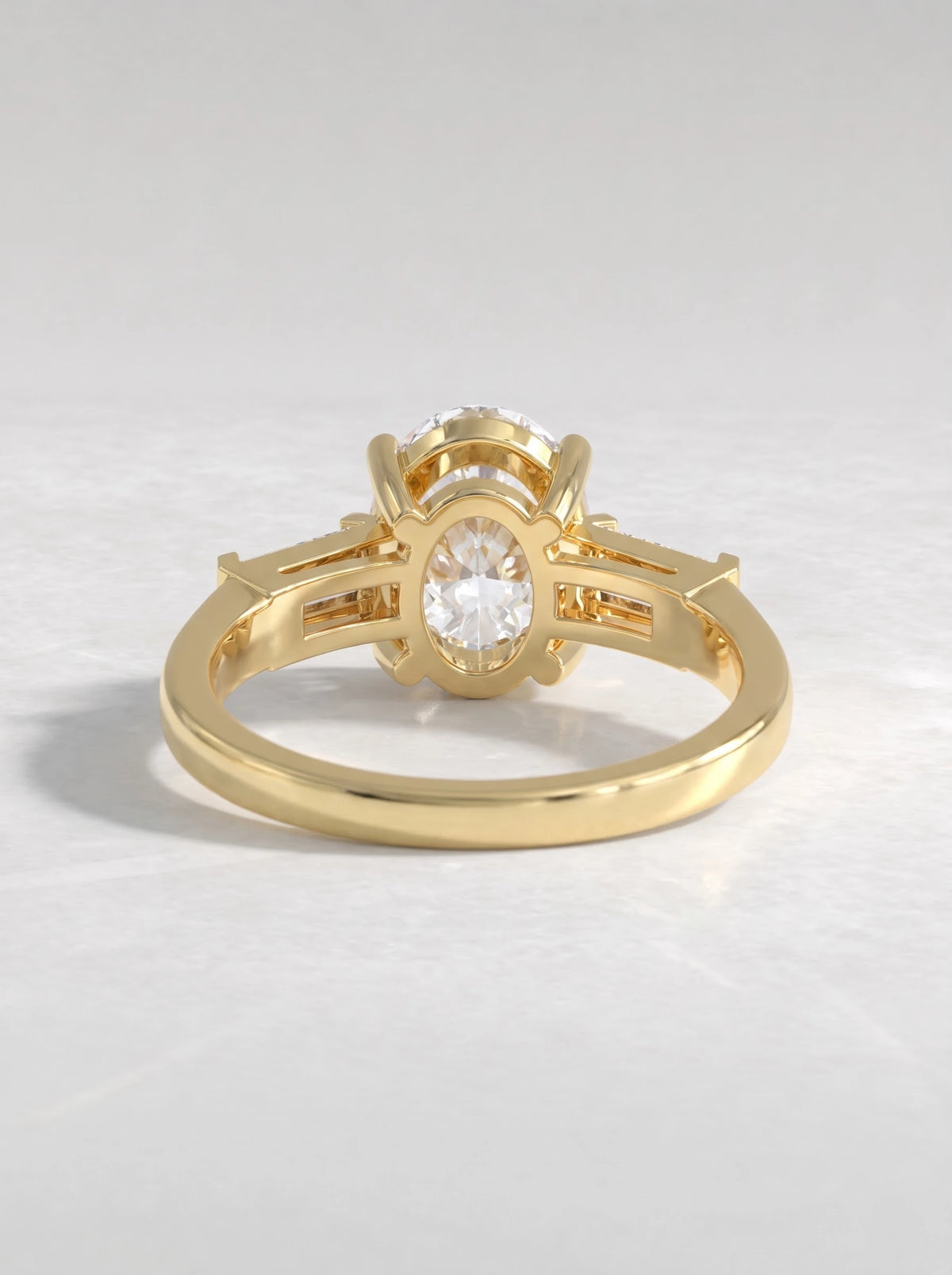 Ethereal Three Stone Pavé Accent Oval Cut Lab-Grown Diamond Bridal Ring - View 5