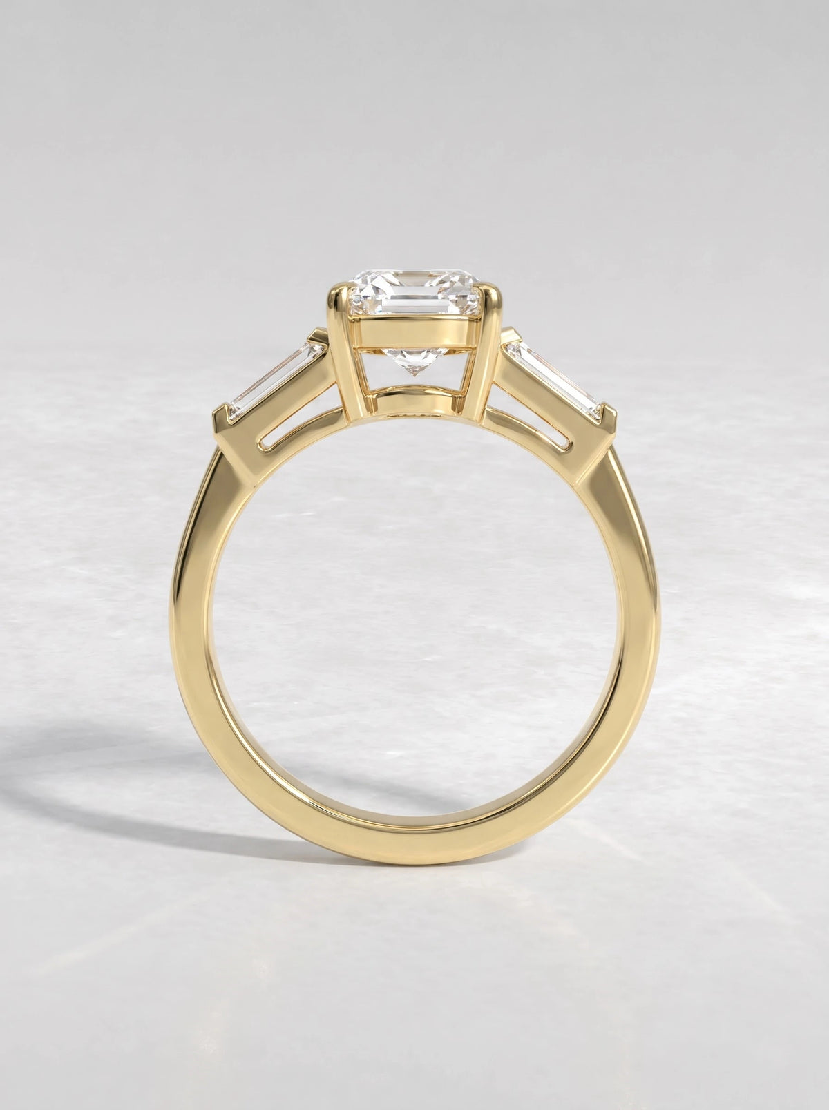 Ethereal Three Stone Pavé Accent Oval Cut Lab-Grown Diamond Bridal Ring - View 6