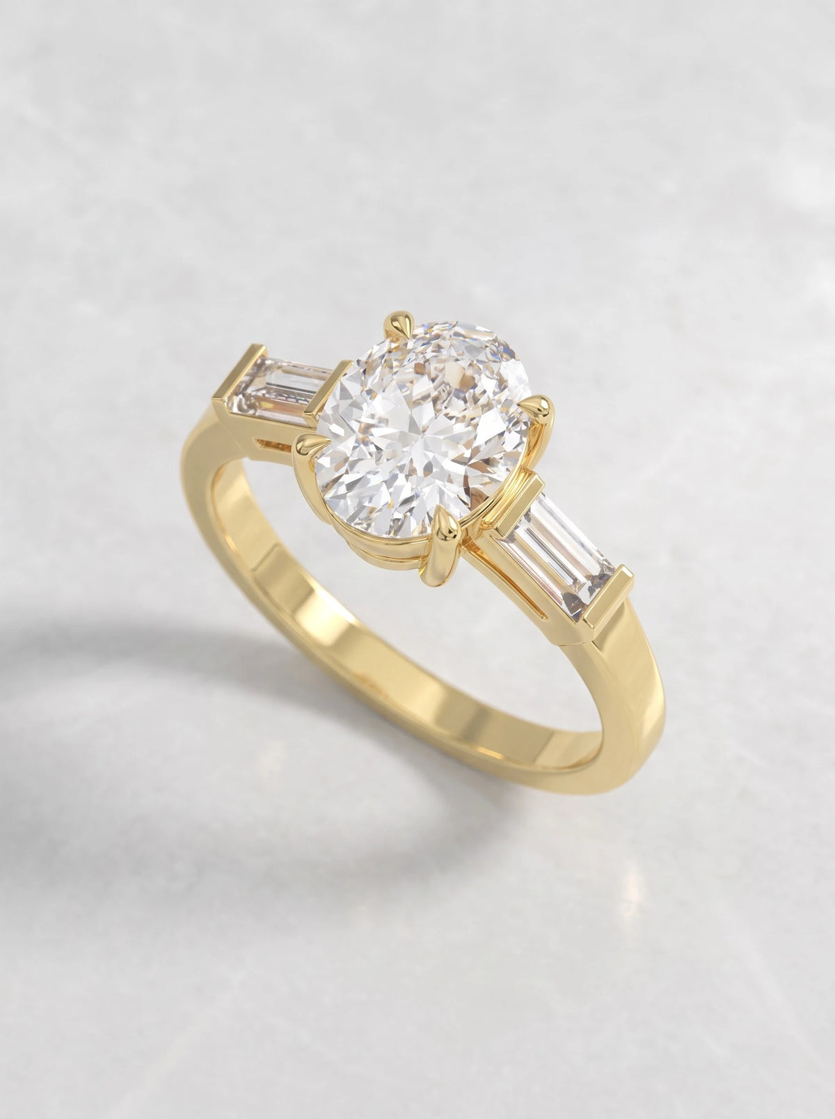Ethereal Three Stone Pavé Accent Oval Cut Lab-Grown Diamond Bridal Ring - View 7