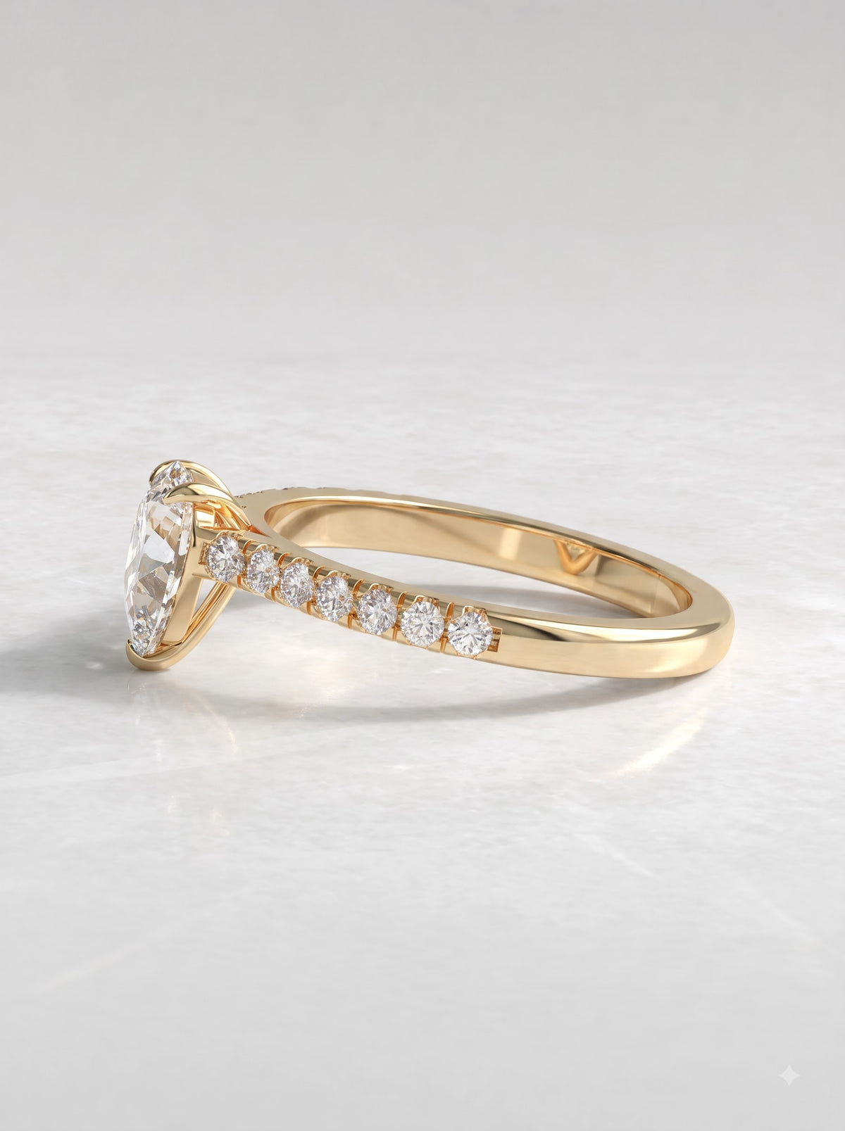 1 CT Pear Cut Lab Grown Diamond Accent Engagement Ring - View 3