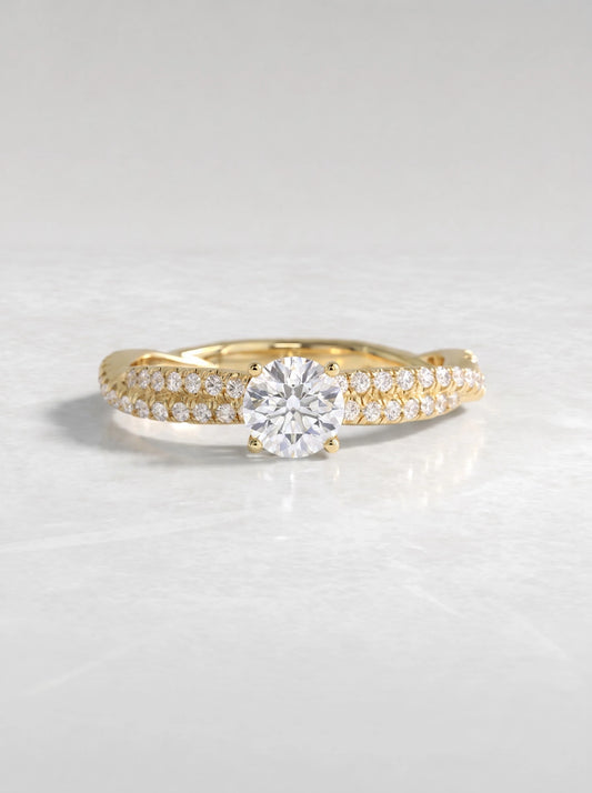 Graceful Solitaire Accent, Twisted Shank Lab-Grown Diamond Engagement Ring