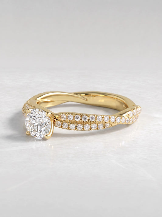 Graceful Solitaire Accent, Twisted Shank Lab-Grown Diamond Engagement Ring - View 2