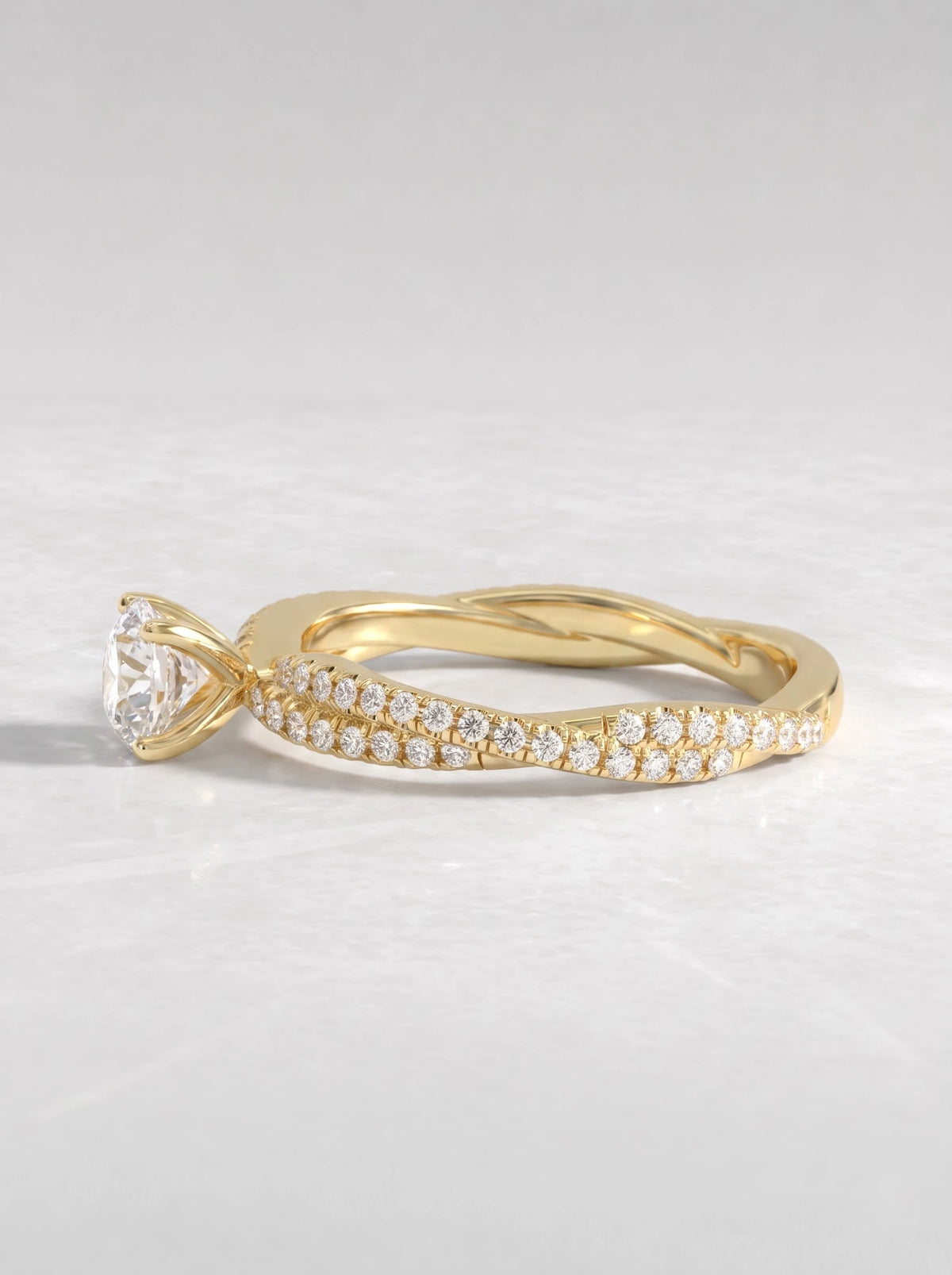 Graceful Solitaire Accent, Twisted Shank Lab-Grown Diamond Engagement Ring - View 3