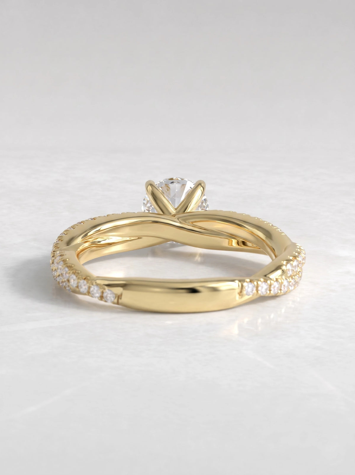 Graceful Solitaire Accent, Twisted Shank Lab-Grown Diamond Engagement Ring - View 4