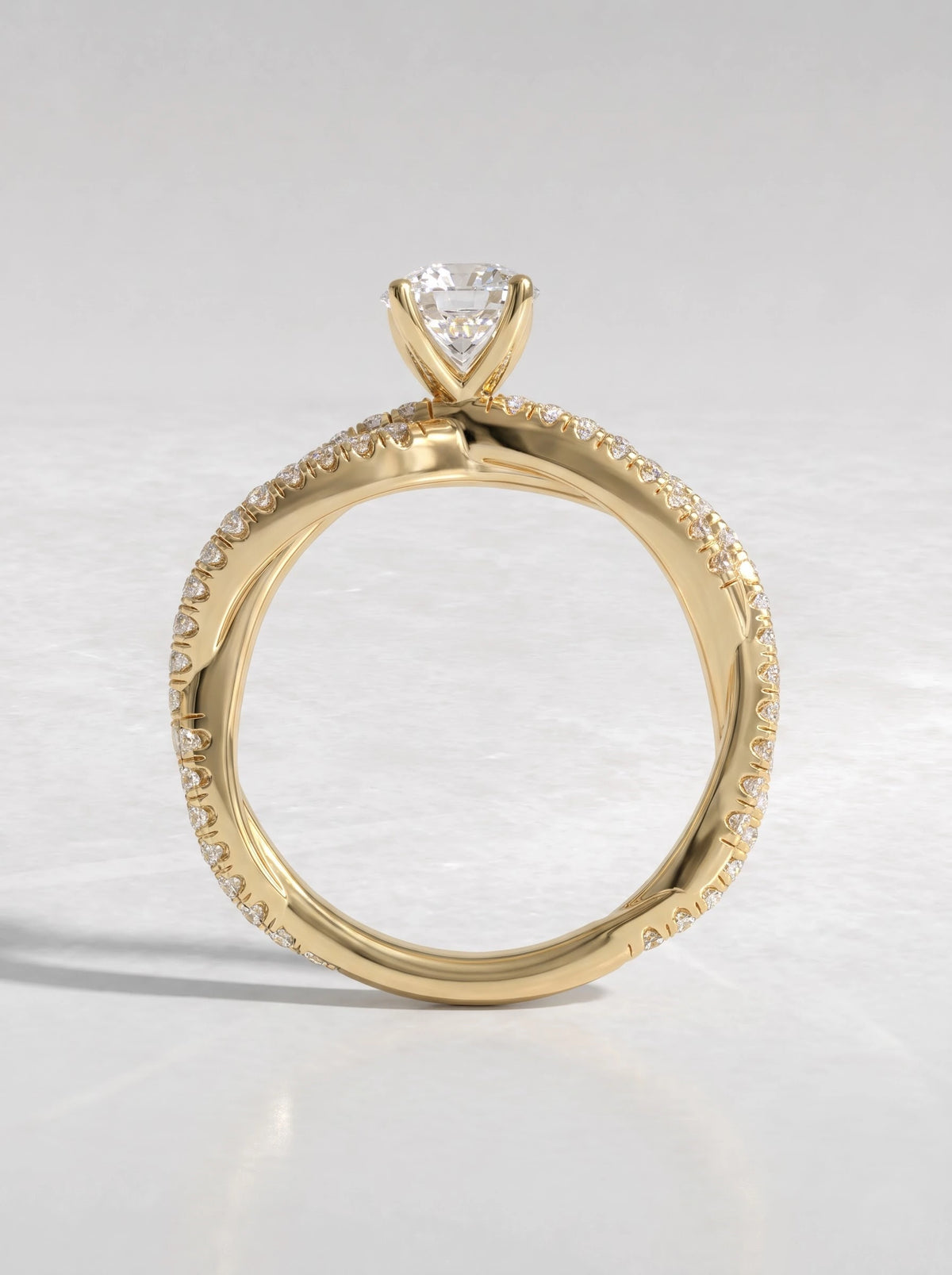 Graceful Solitaire Accent, Twisted Shank Lab-Grown Diamond Engagement Ring - View 5