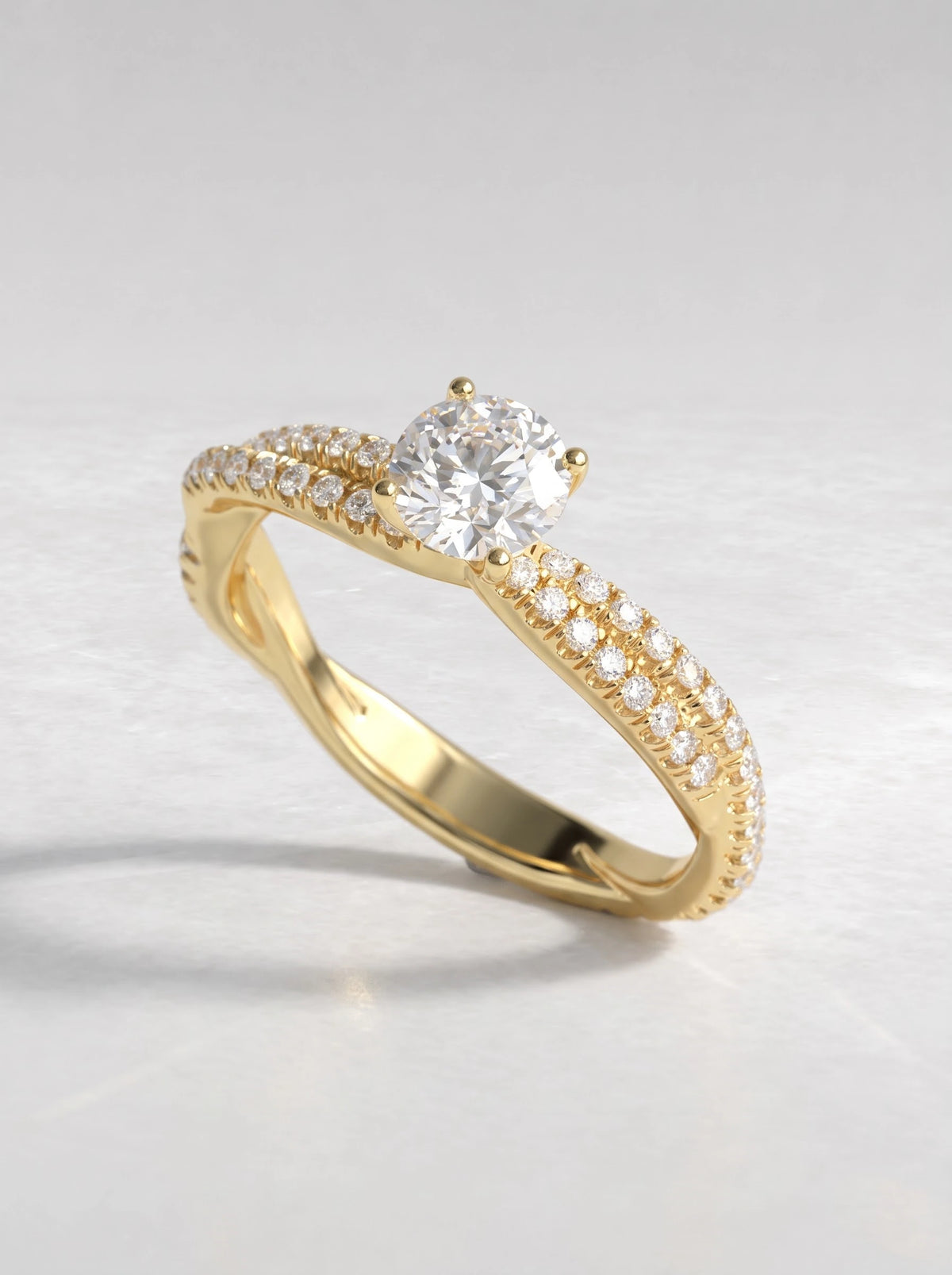 Graceful Solitaire Accent, Twisted Shank Lab-Grown Diamond Engagement Ring - View 6