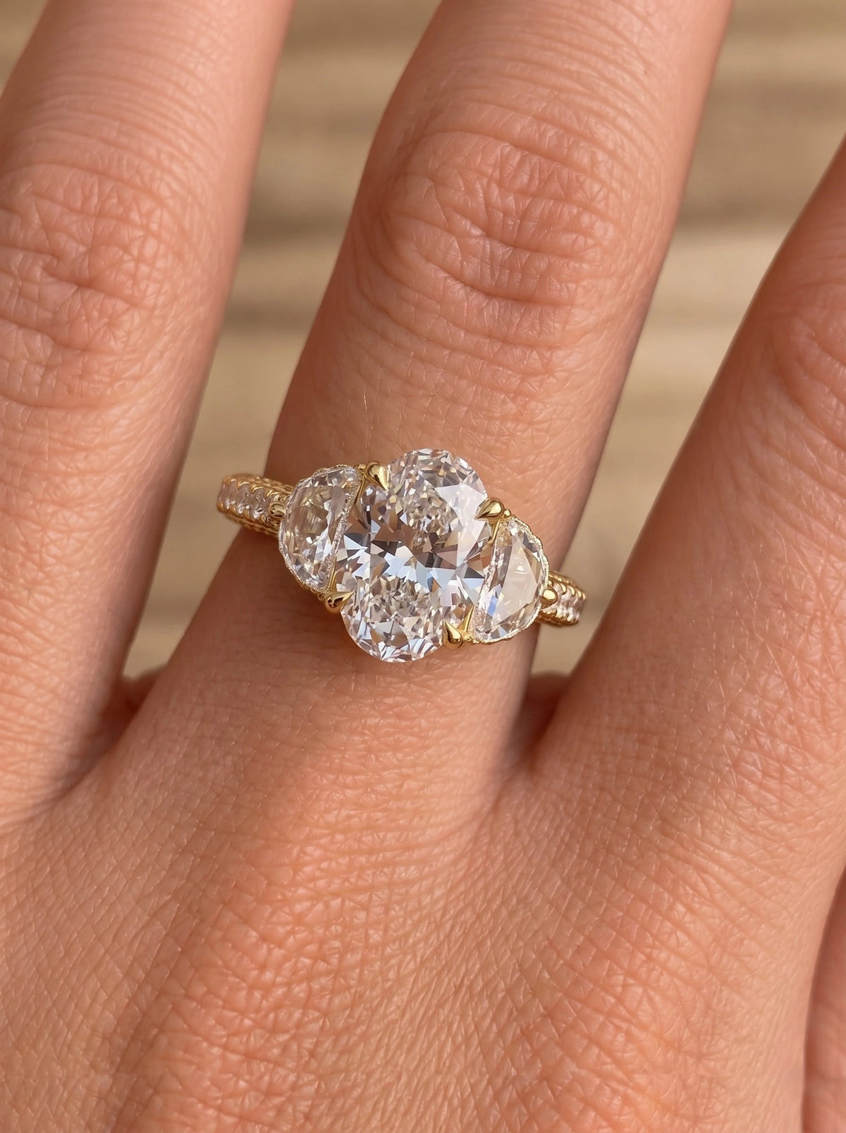 Heirloom Seven Stone, Solitare With Accent Oval Cut Lab-Grown Diamond Bridal Ring