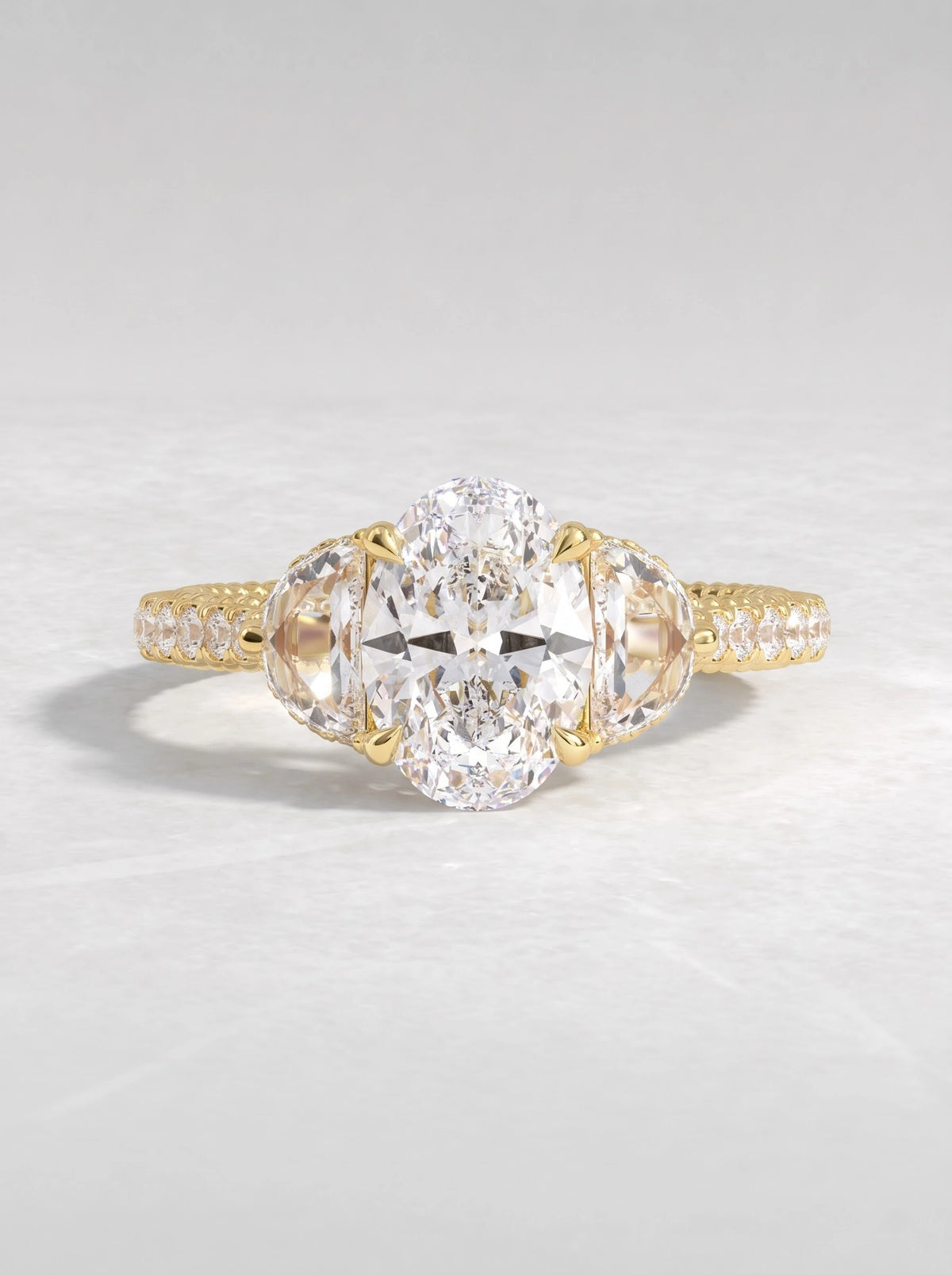 Heirloom Seven Stone, Solitare With Accent Oval Cut Lab-Grown Diamond Bridal Ring - View 2