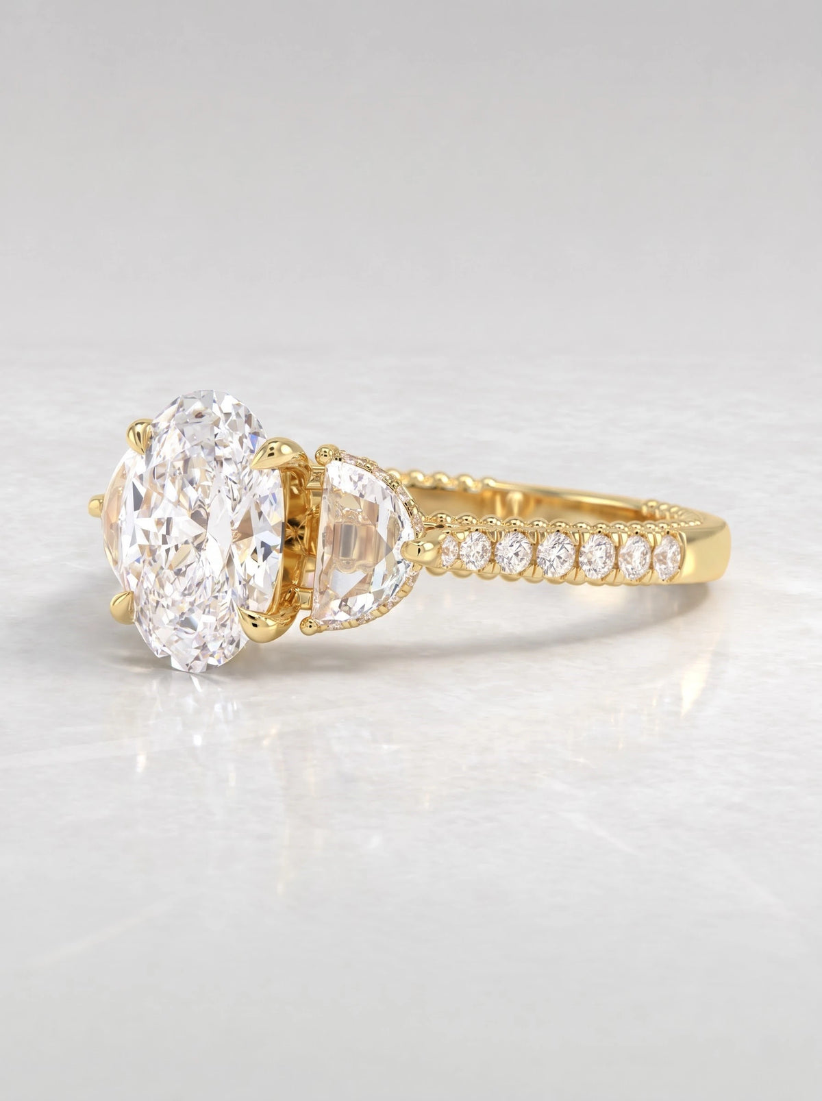 Heirloom Seven Stone, Solitare With Accent Oval Cut Lab-Grown Diamond Bridal Ring - View 3
