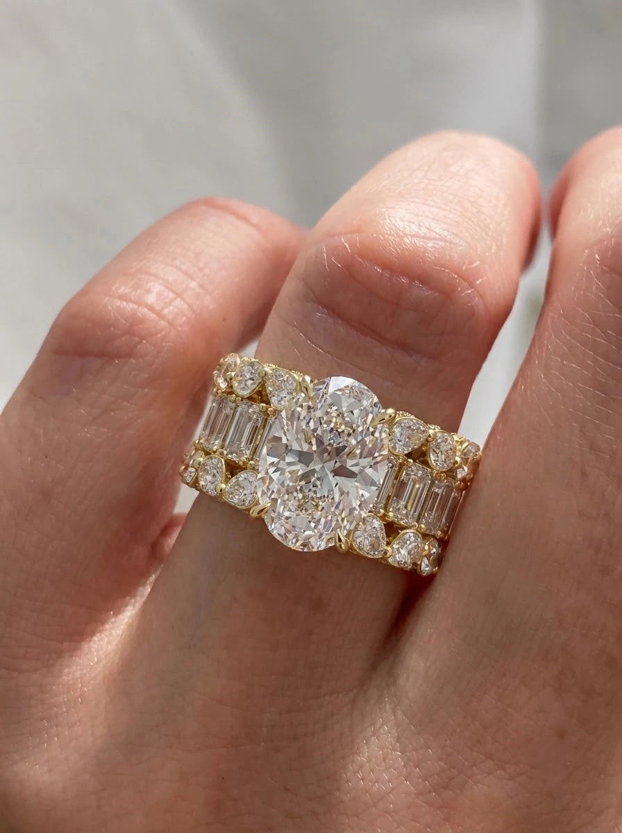 Heirloom Solitare With Accent Oval Cut Lab-Grown Diamond Engagement Ring - View 2
