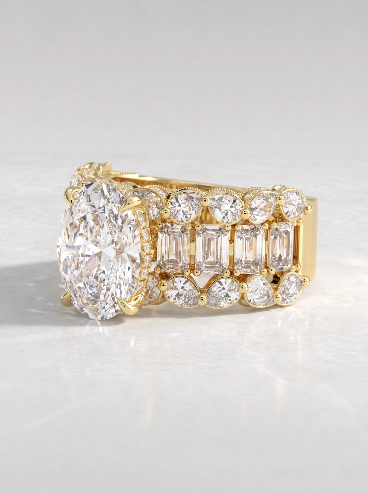 Heirloom Solitare With Accent Oval Cut Lab-Grown Diamond Engagement Ring - View 3