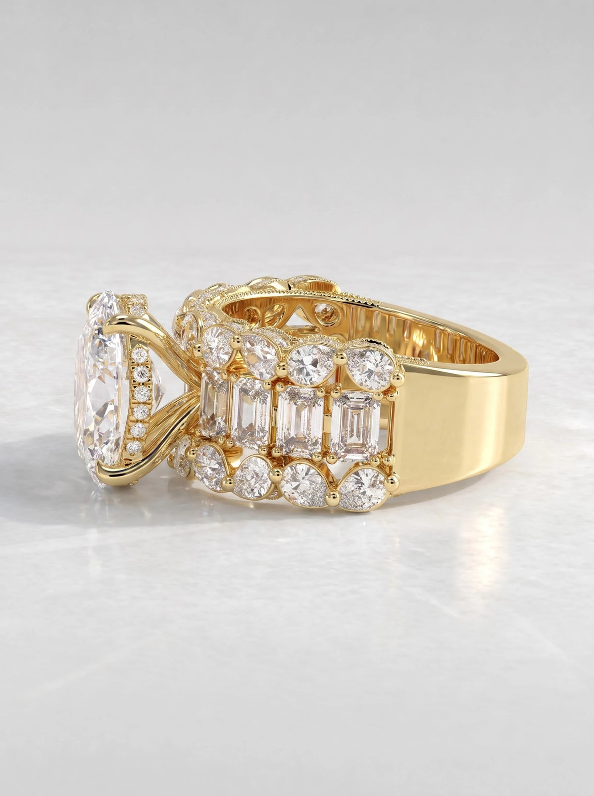 Heirloom Solitare With Accent Oval Cut Lab-Grown Diamond Engagement Ring - View 4