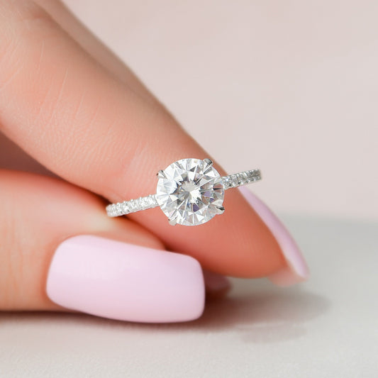 2 CT Round Pave Lab Grown Diamond Engagement Ring