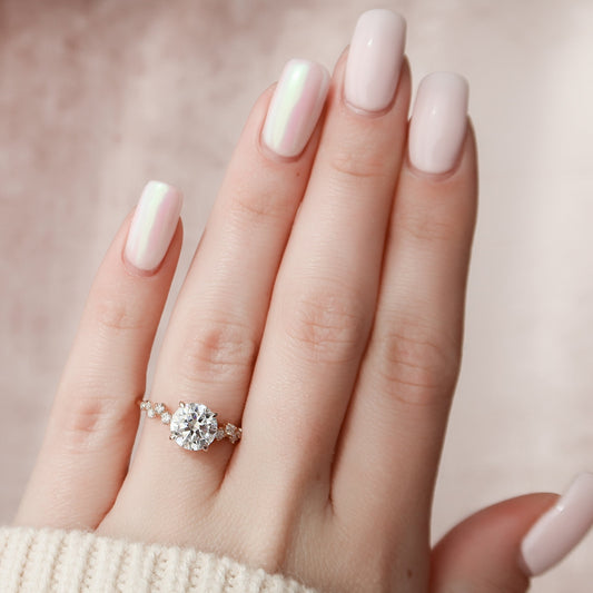 2 CT Round Pave Lab Grown Diamond Engagement Ring