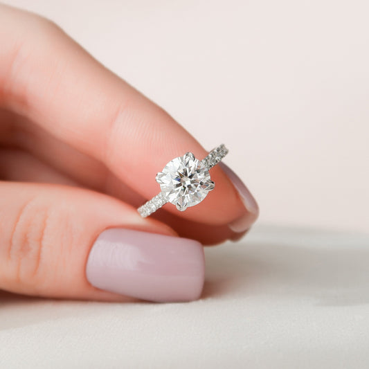 2 CT Round Pave Lab Grown Diamond Engagement Ring