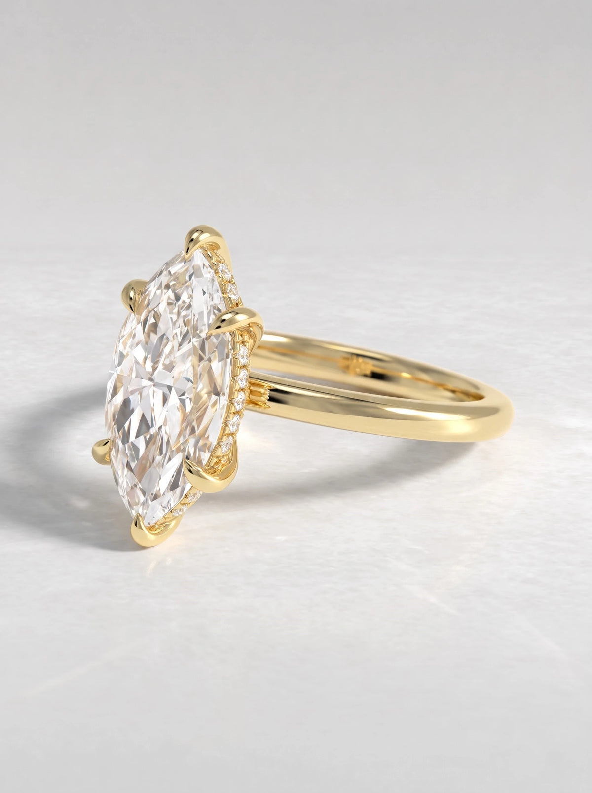 Marquise Cut Lab-Grown Diamond Refined Solitaire Shimmering Band Heirloom Ring - View 3