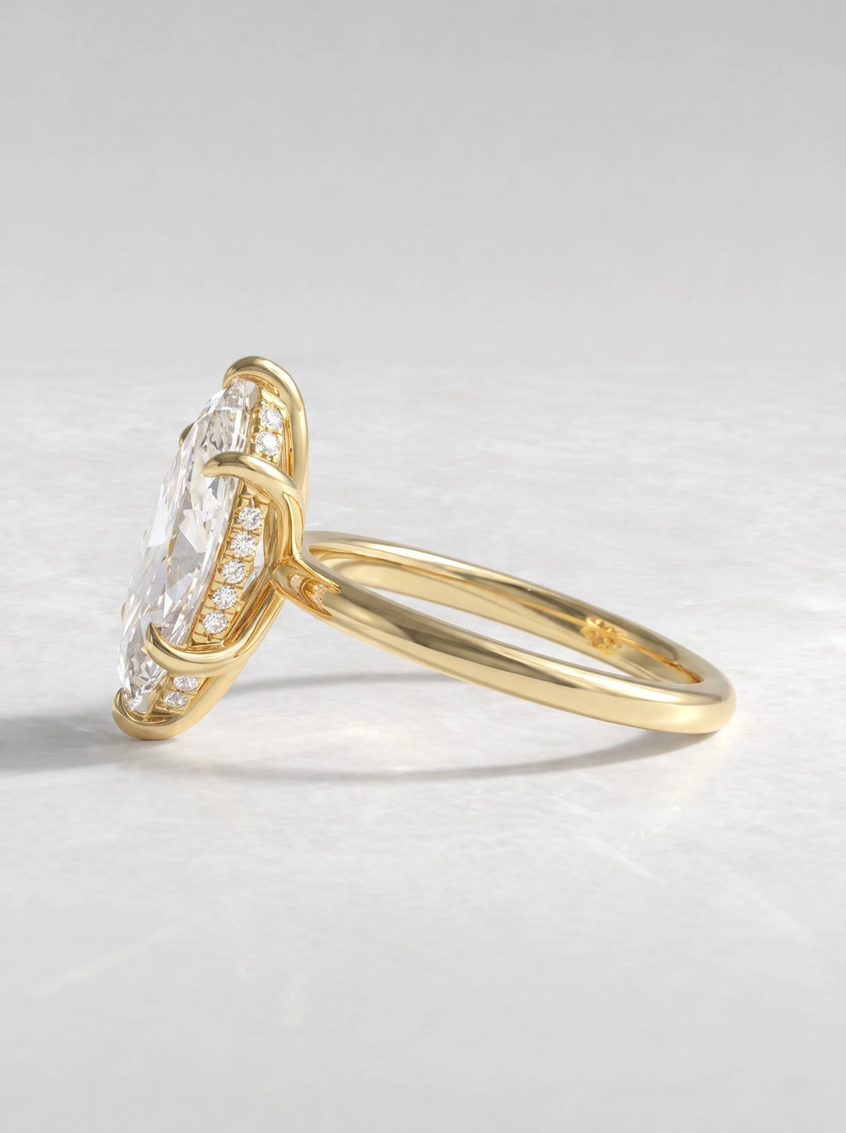 Marquise Cut Lab-Grown Diamond Refined Solitaire Shimmering Band Heirloom Ring - View 4