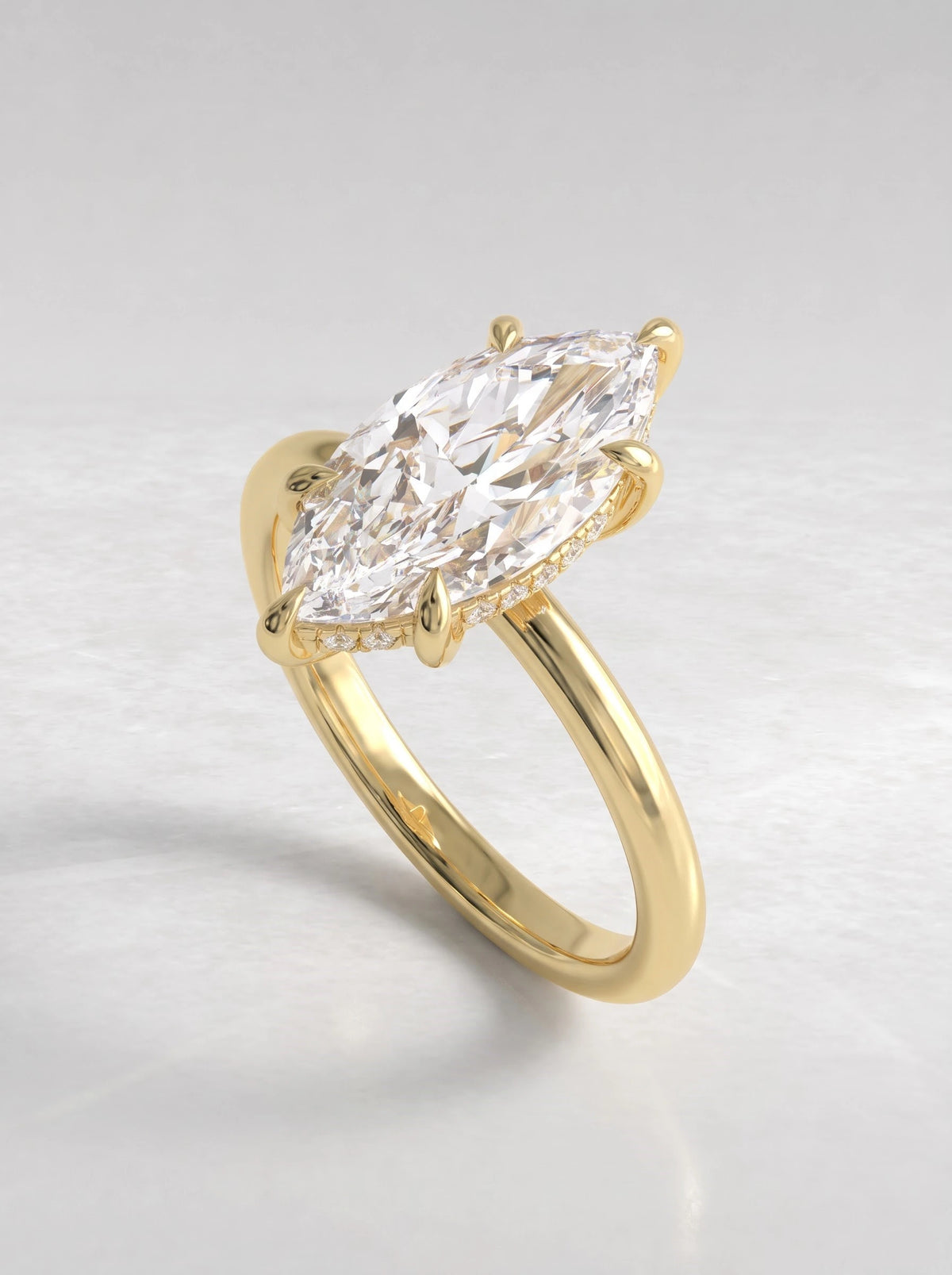Marquise Cut Lab-Grown Diamond Refined Solitaire Shimmering Band Heirloom Ring - View 7