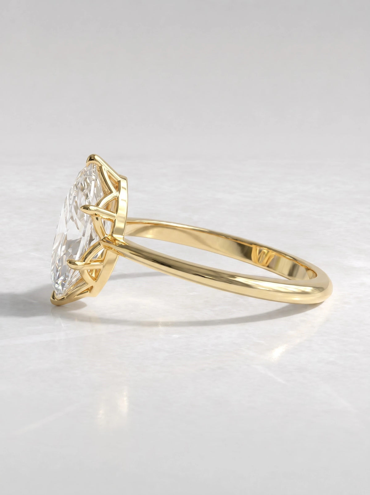 Marquise Cut Lab Grown Diamond Solitaire Engagement Ring - View 3