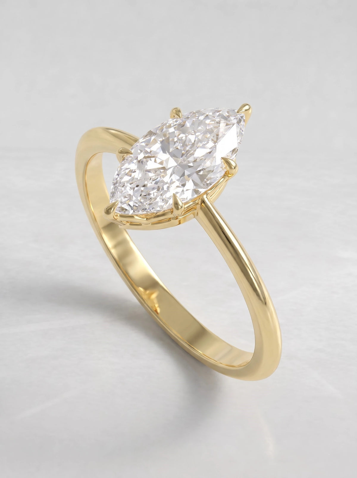 Marquise Cut Lab Grown Diamond Solitaire Engagement Ring - View 6